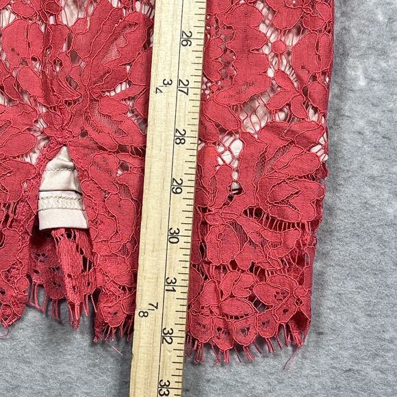 PAPAYA Dress Women Size Large Coral Sleeveless Lace Short Bodycon Slit - Picture 10 of 13